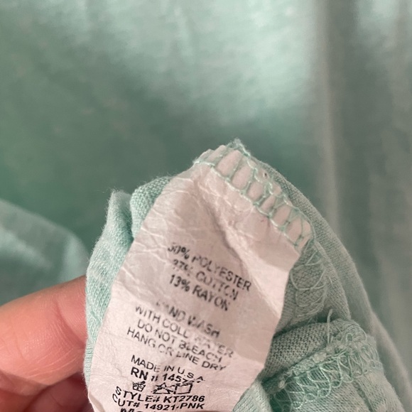 Fantastic Fawn Sea foam/ Teal Button and Front Tie T Shirt Size Medium - Picture 5 of 7